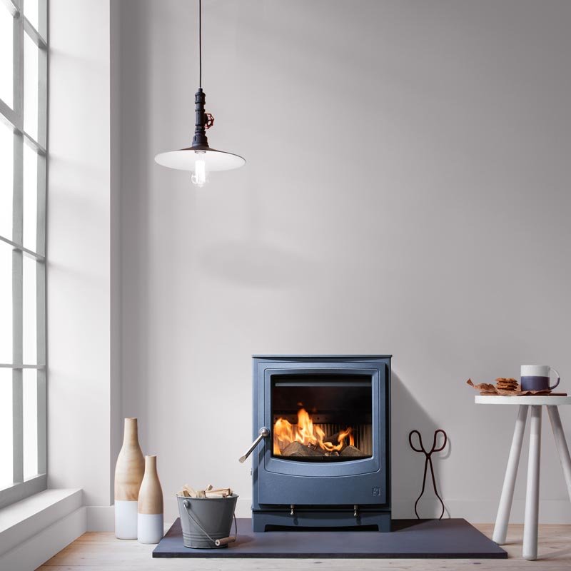 Farringdon Eco (in Atlantic blue colour) freestanding wood burning stove