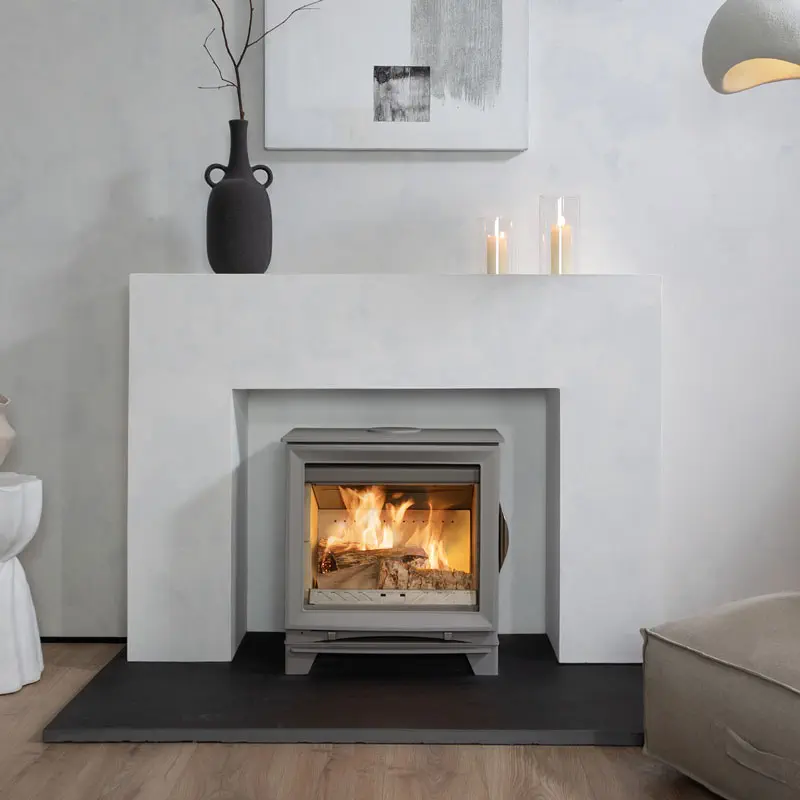 Arada M Series 5 Widescreen stove with cast iron door and optional feet in Pebble colourway